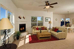 Living room with fireplace