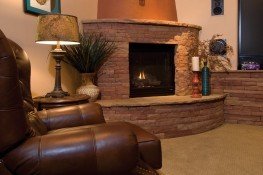 A custom corner fireplace